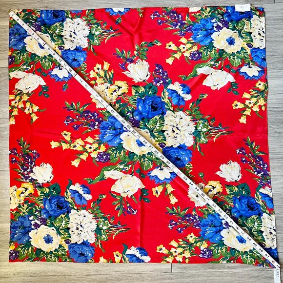 Vintage Echo Club 7 Silk Square Scarf 34x34 Bold Floral Maximalist 80s NWT - Picture 5 of 7